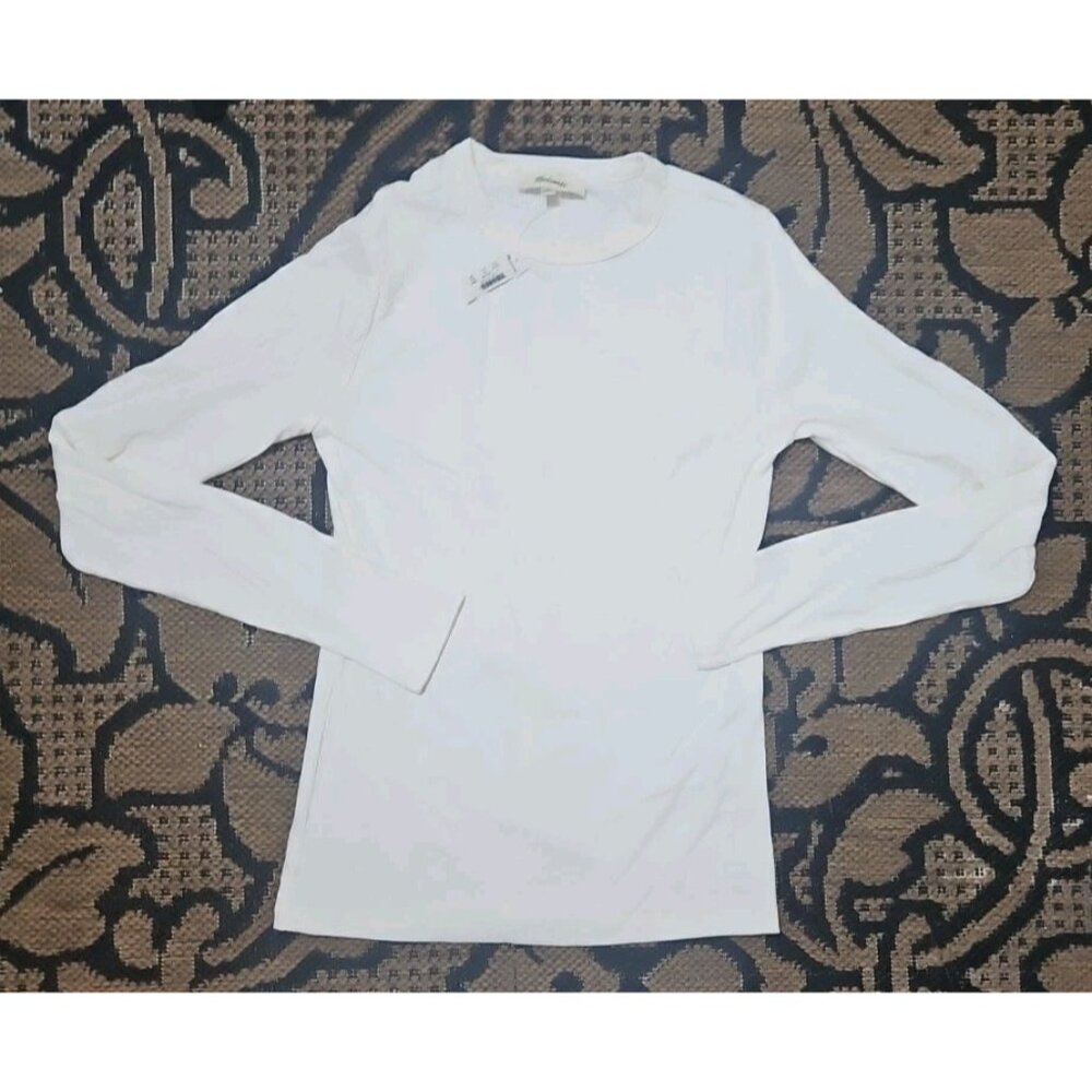 Madewell Drapey Rib Long-Sleeve Tees Size Small Beige Womens NS593